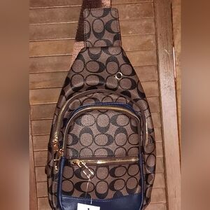 NWT Brown And Navy Blue Crossbody With Adjustable Straps